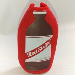 RED STRIPE Jamaican Lager Beer Koozie Red with Stubby Bottle